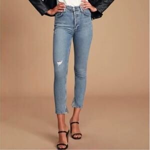 AGOLDE Nico High Rise Slim Distressed Jeans in Headlines 25